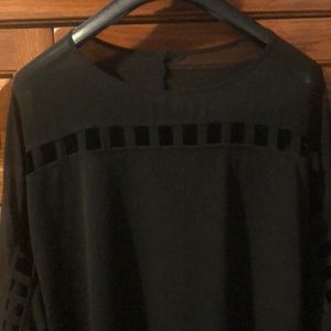 Express black cutout sheer top shirt m